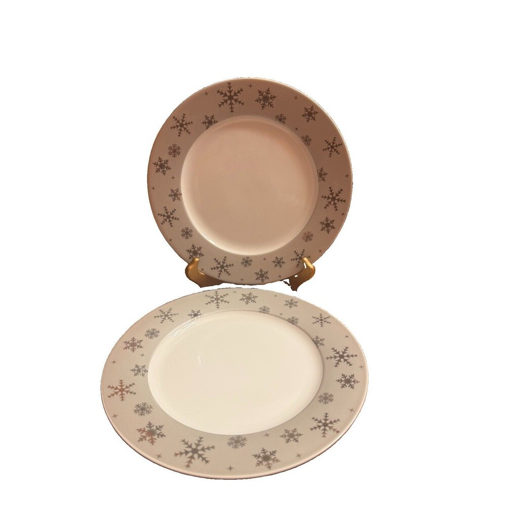Robert Stanley Home  "Silver Snowflake" Pattern- Dinner Plates A Set Of 2